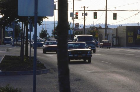 Powell Blvd., 1986. Pretty neat that you could still catch a 1957 Olds just crusing around, not in a parade.