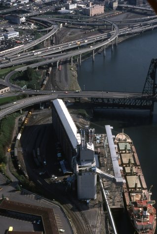 Grain elevator and Steel Bridge. 1977